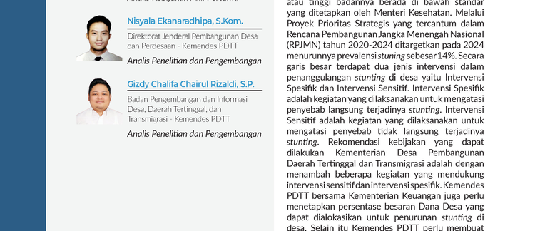 Intervensi Dana Desa dalam Rangka Penanggulangan Stunting di Desa