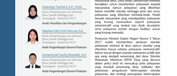 Penyusunan Standar Pelayanan Minimum Desa
