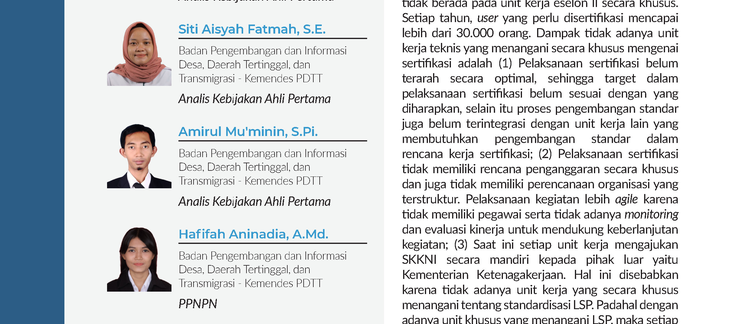 Penetapan Status Kedudukan Lembaga Sertifikasi Profesi Kementerian Desa, Pembangunan Daerah Tertinggal, dan Transmigrasi