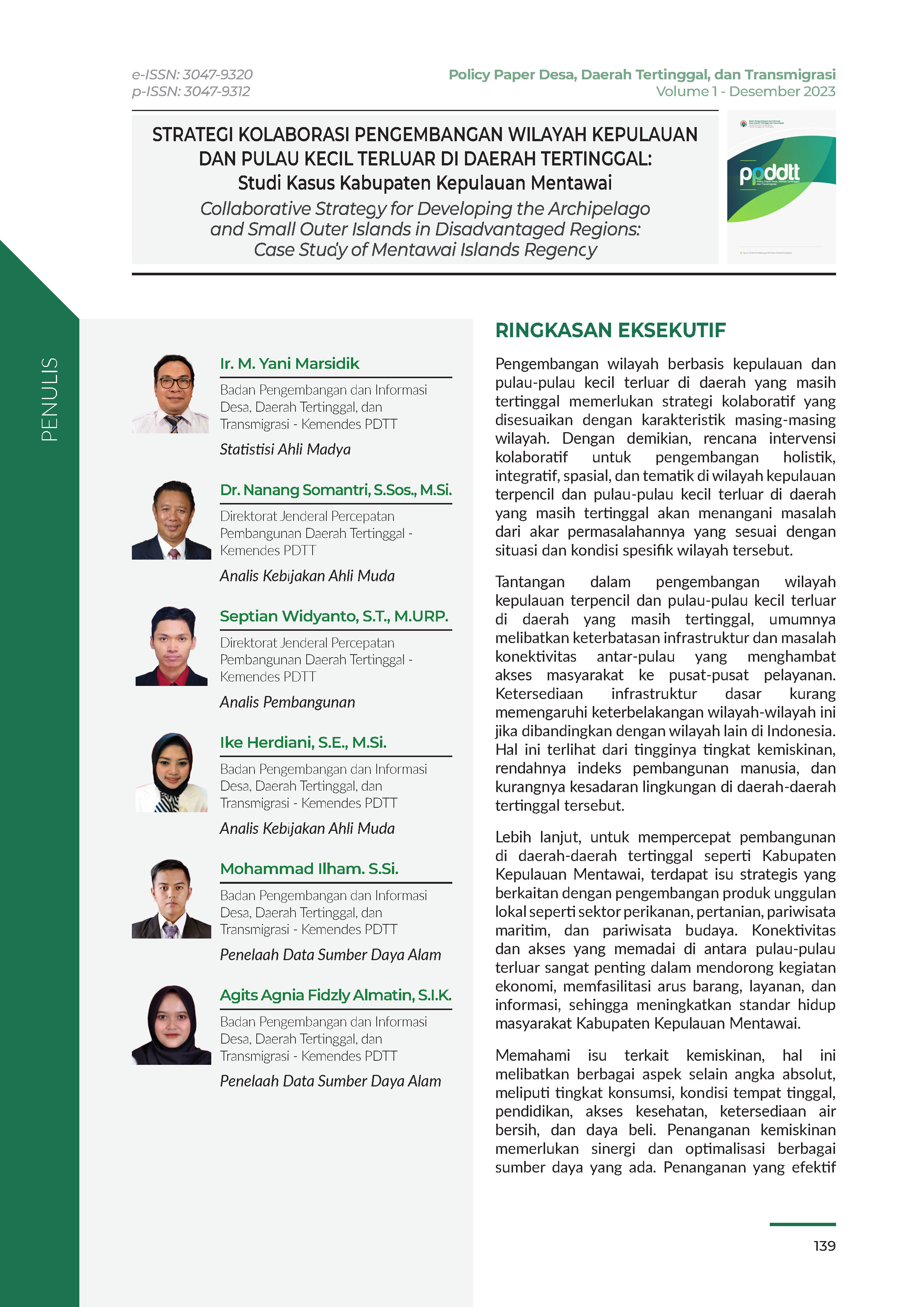 Cover Policy Paper Volume 1 No 1.6