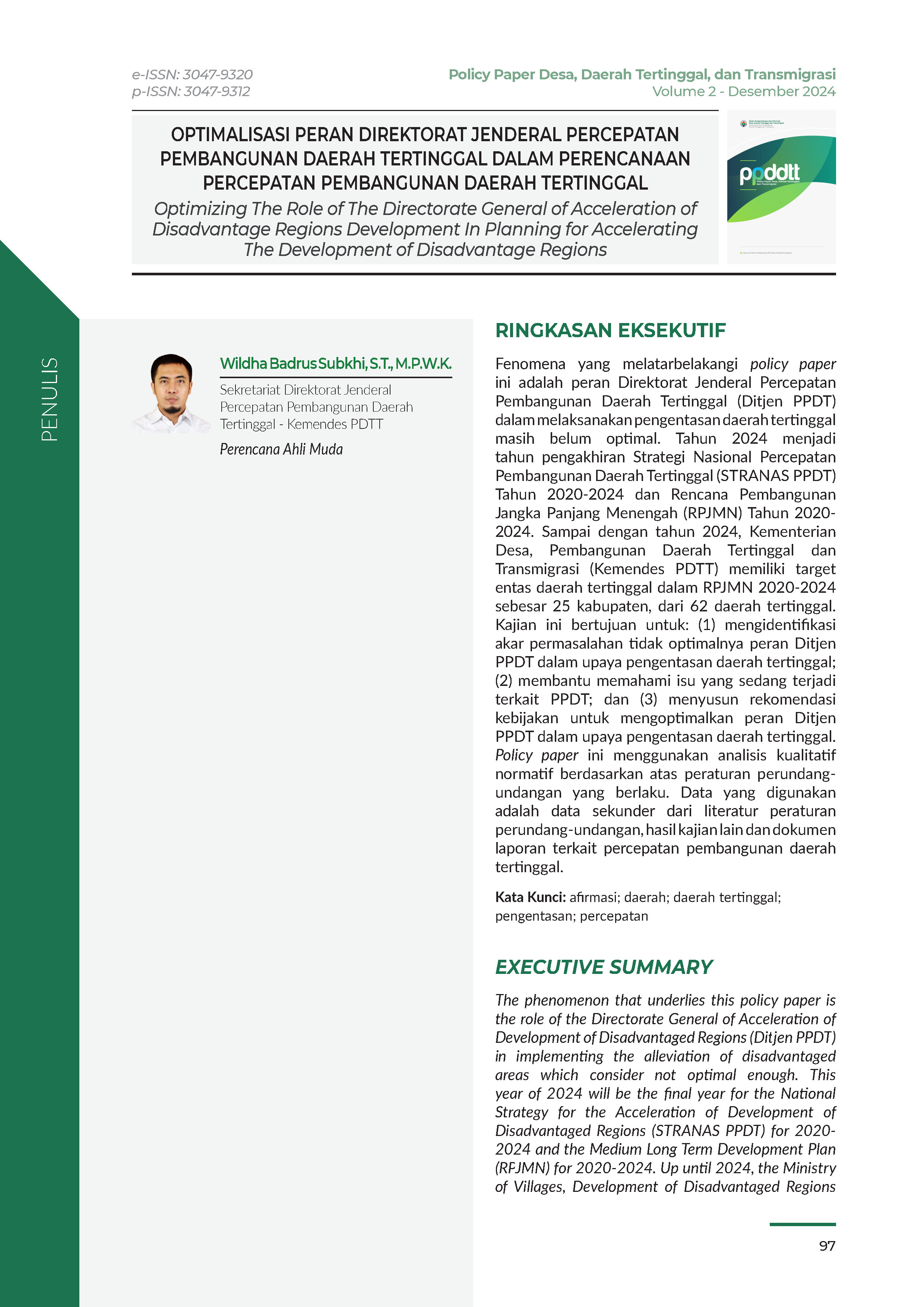 Cover Policy Paper Volume 2 No 1.4