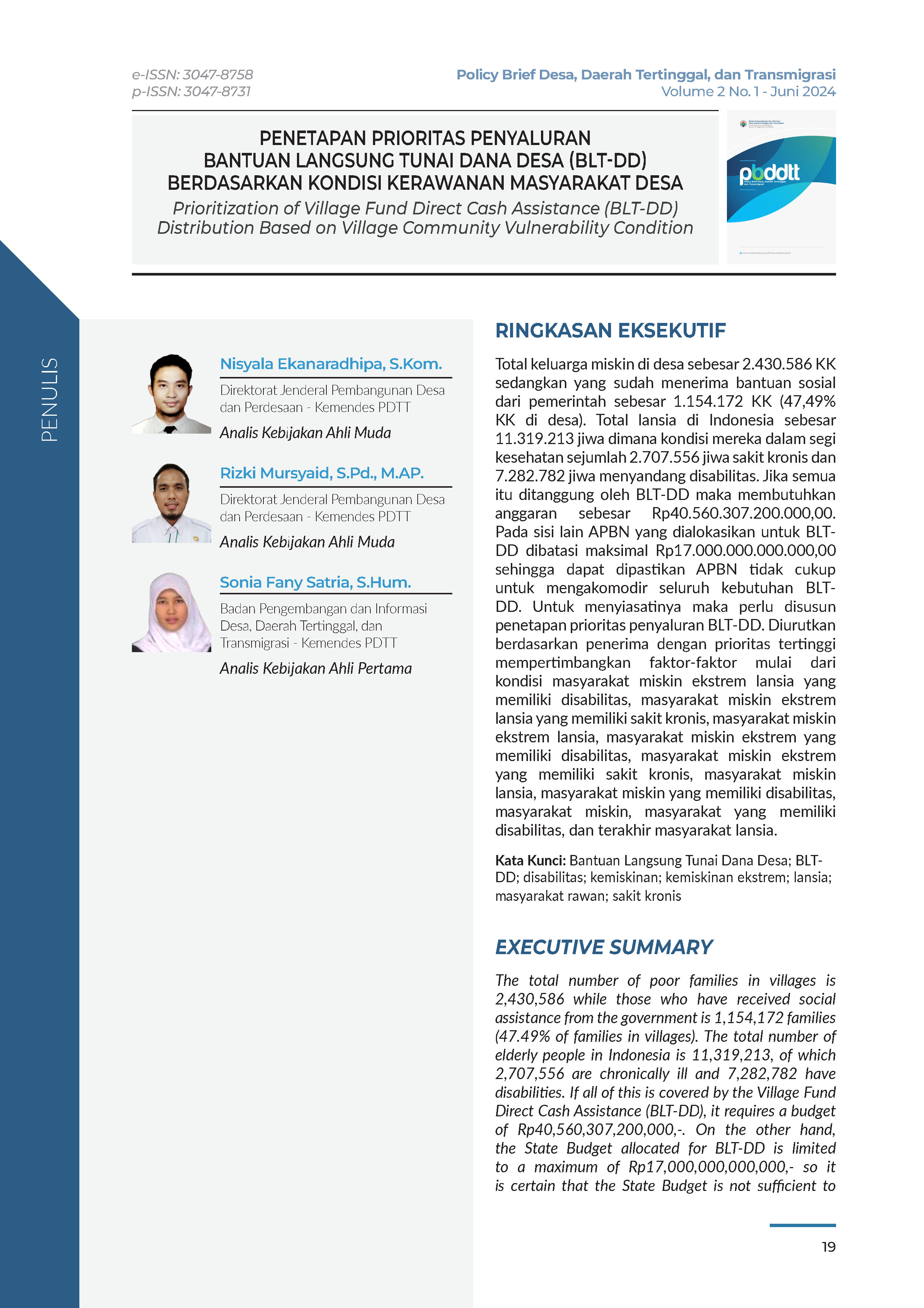 Cover Policy Brief Volume 2 No 1.4