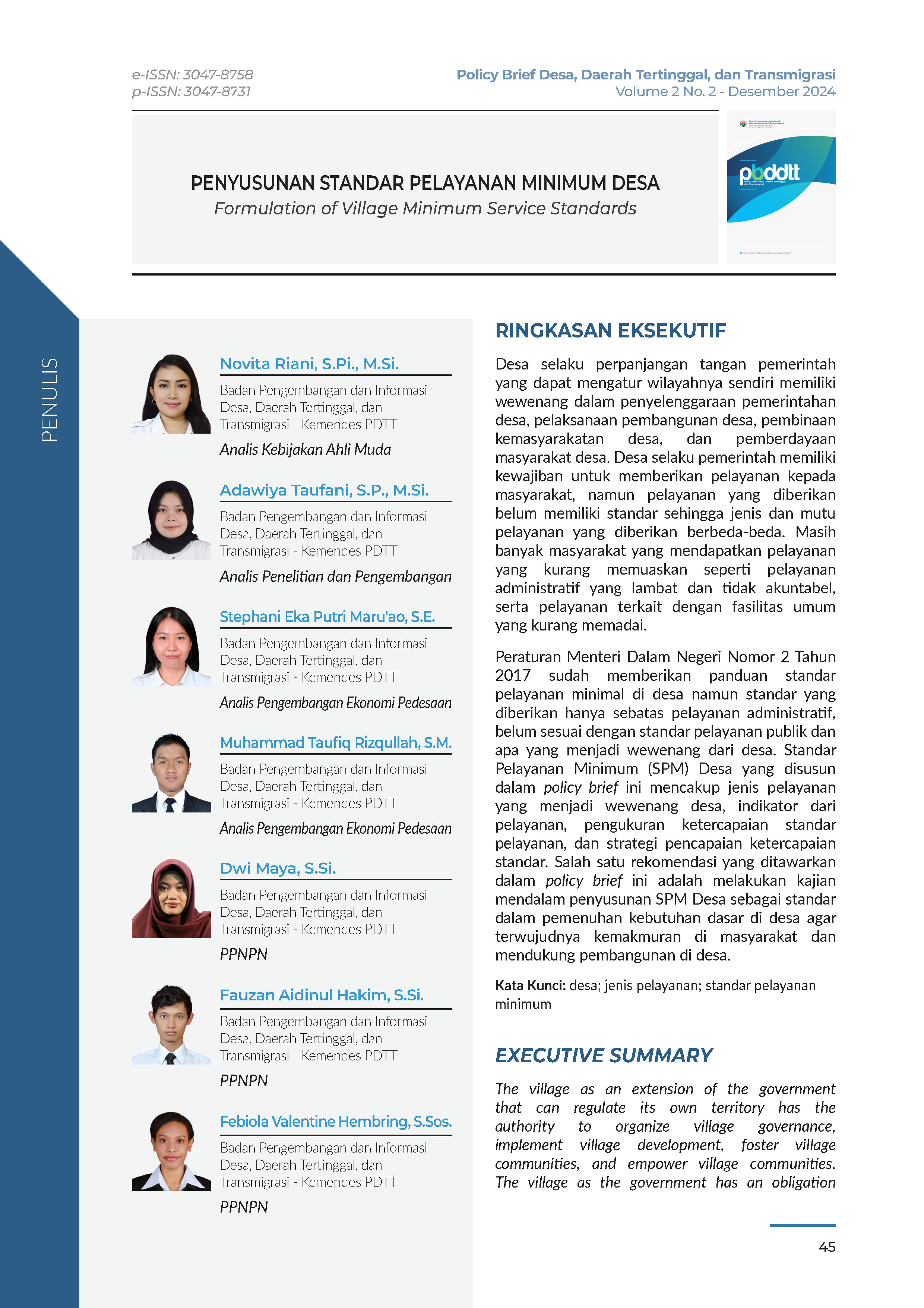 Cover Policy Brief Volume 2 No 2.1