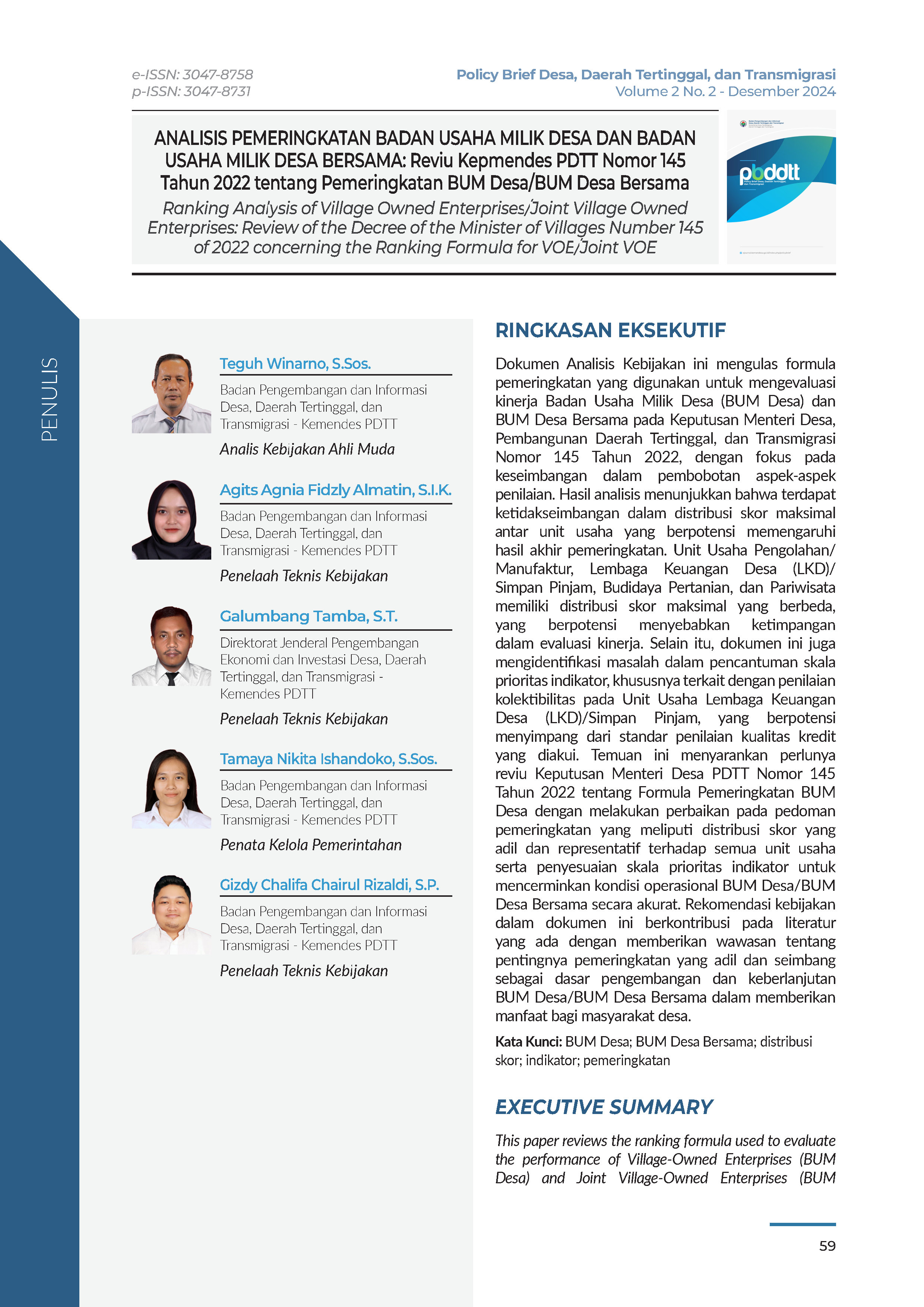 Cover Policy Brief Volume 2 No 2.3