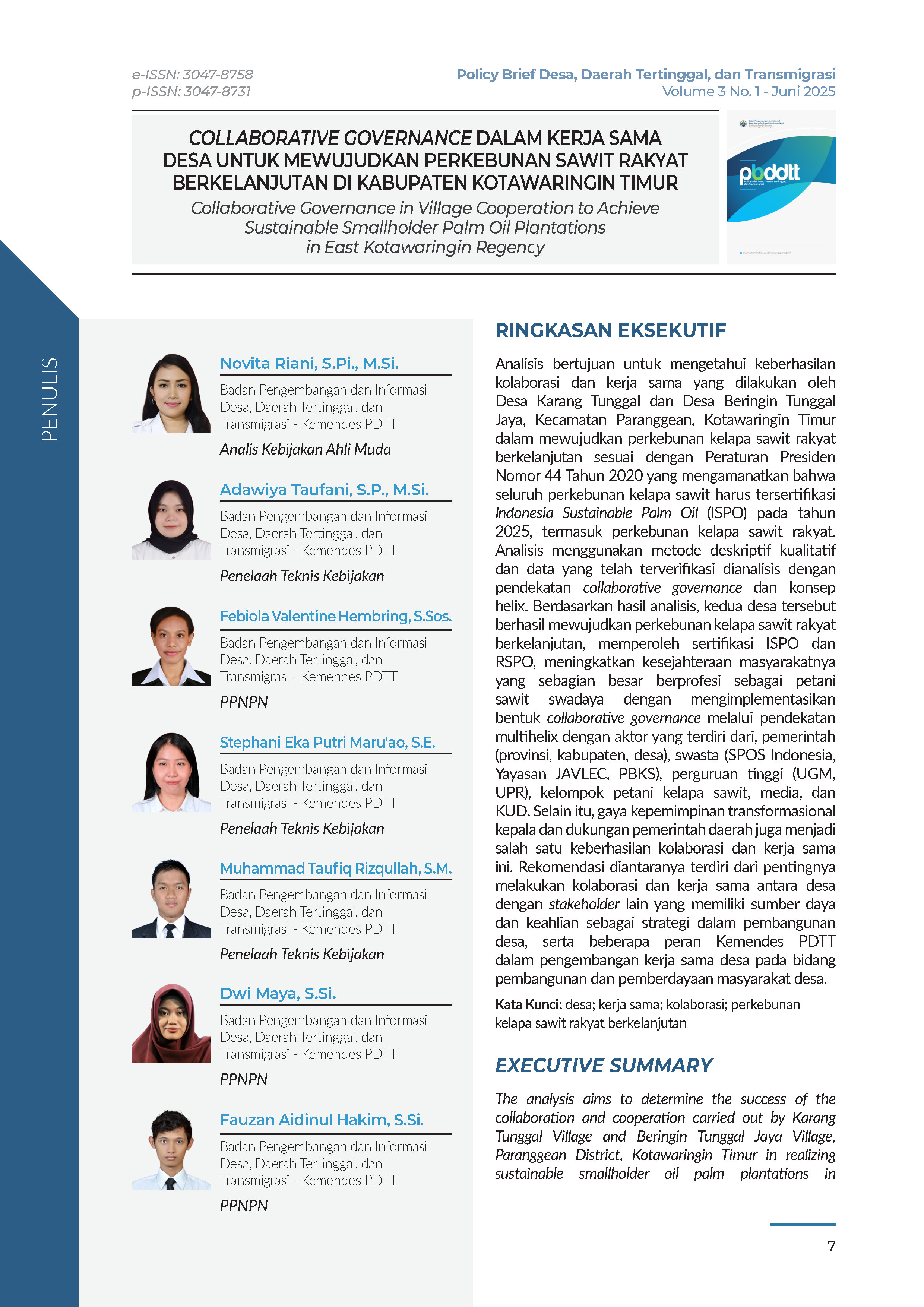 Cover Policy Brief Volume 3 No 1.2