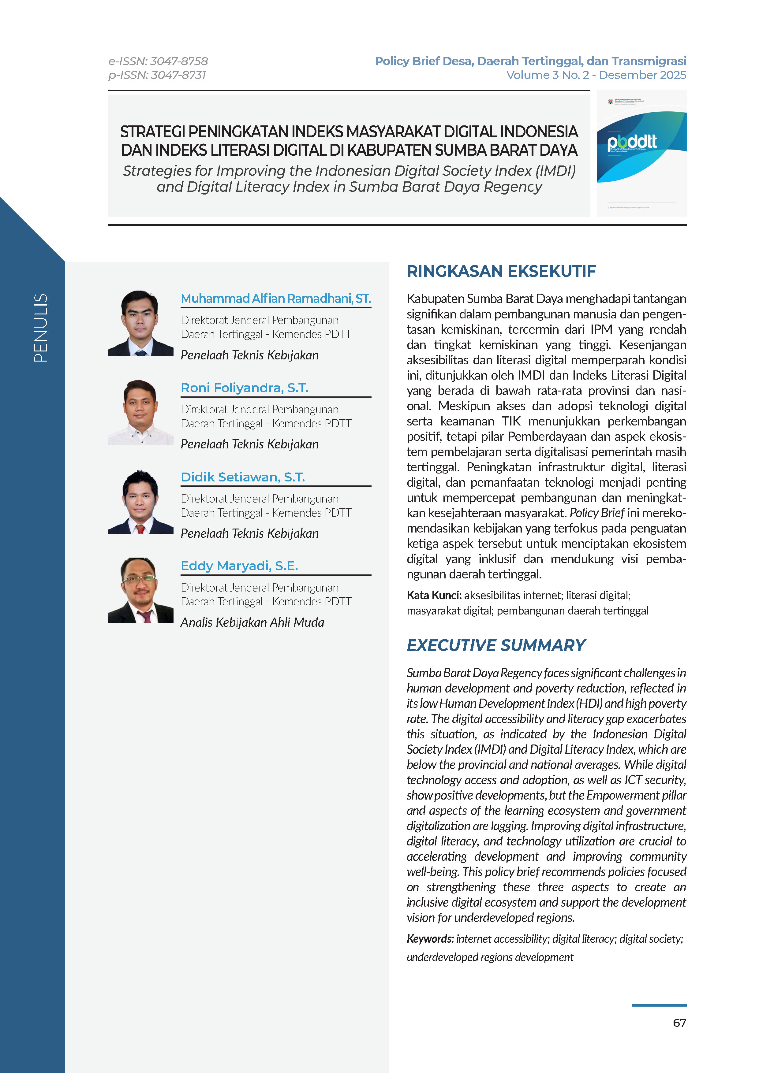 Cover Policy Brief Volume 3 No 2.2