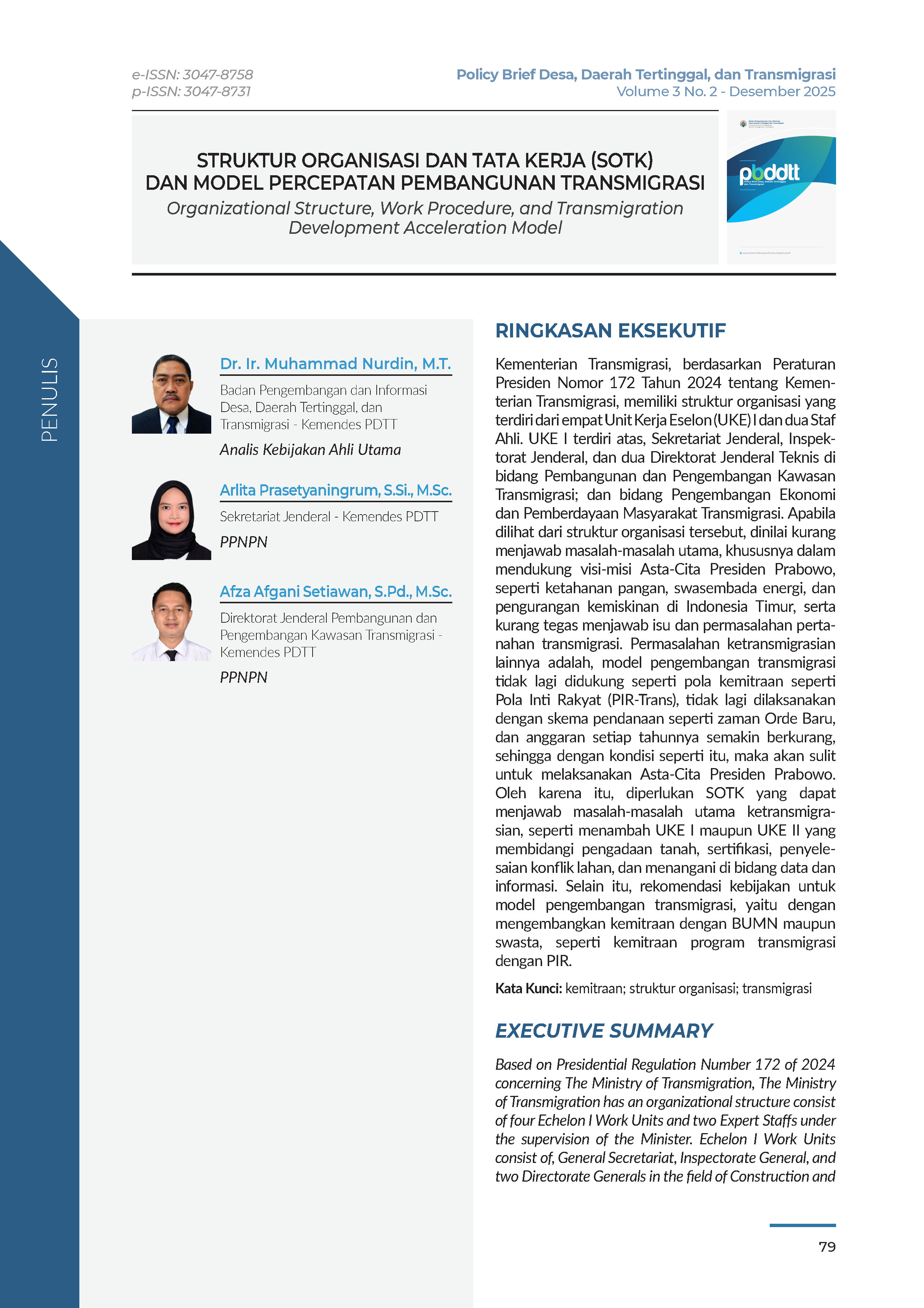 Cover Policy Brief Volume 3 No 2.3