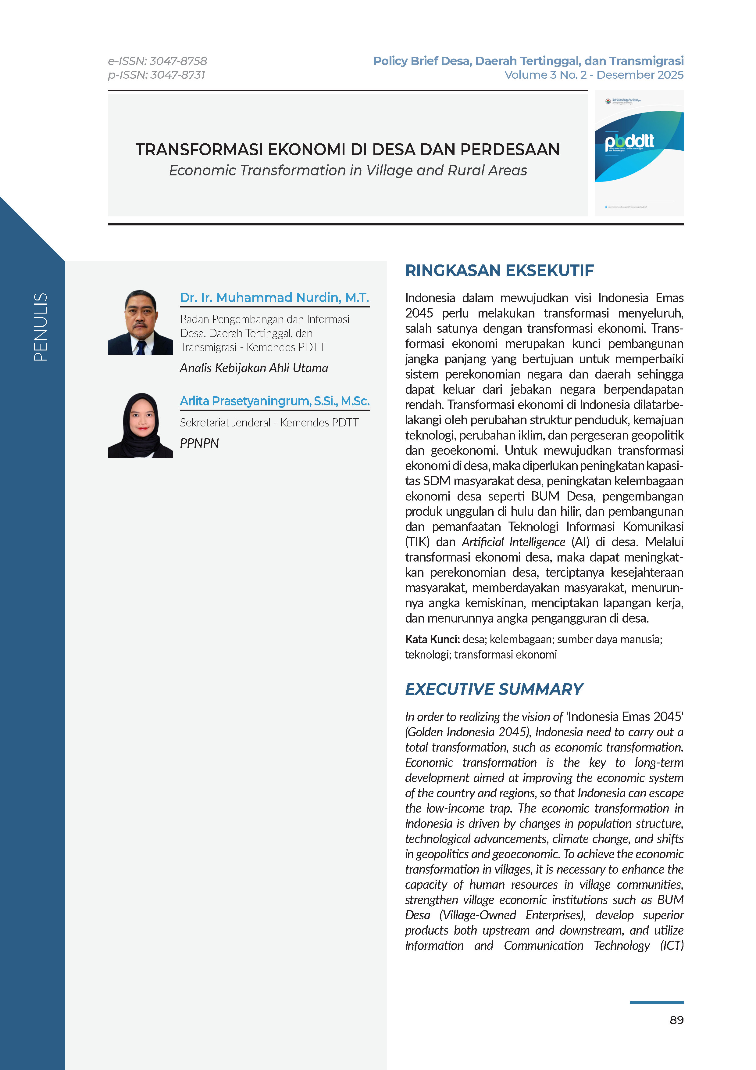Cover Policy Brief Volume 3 No 2.4