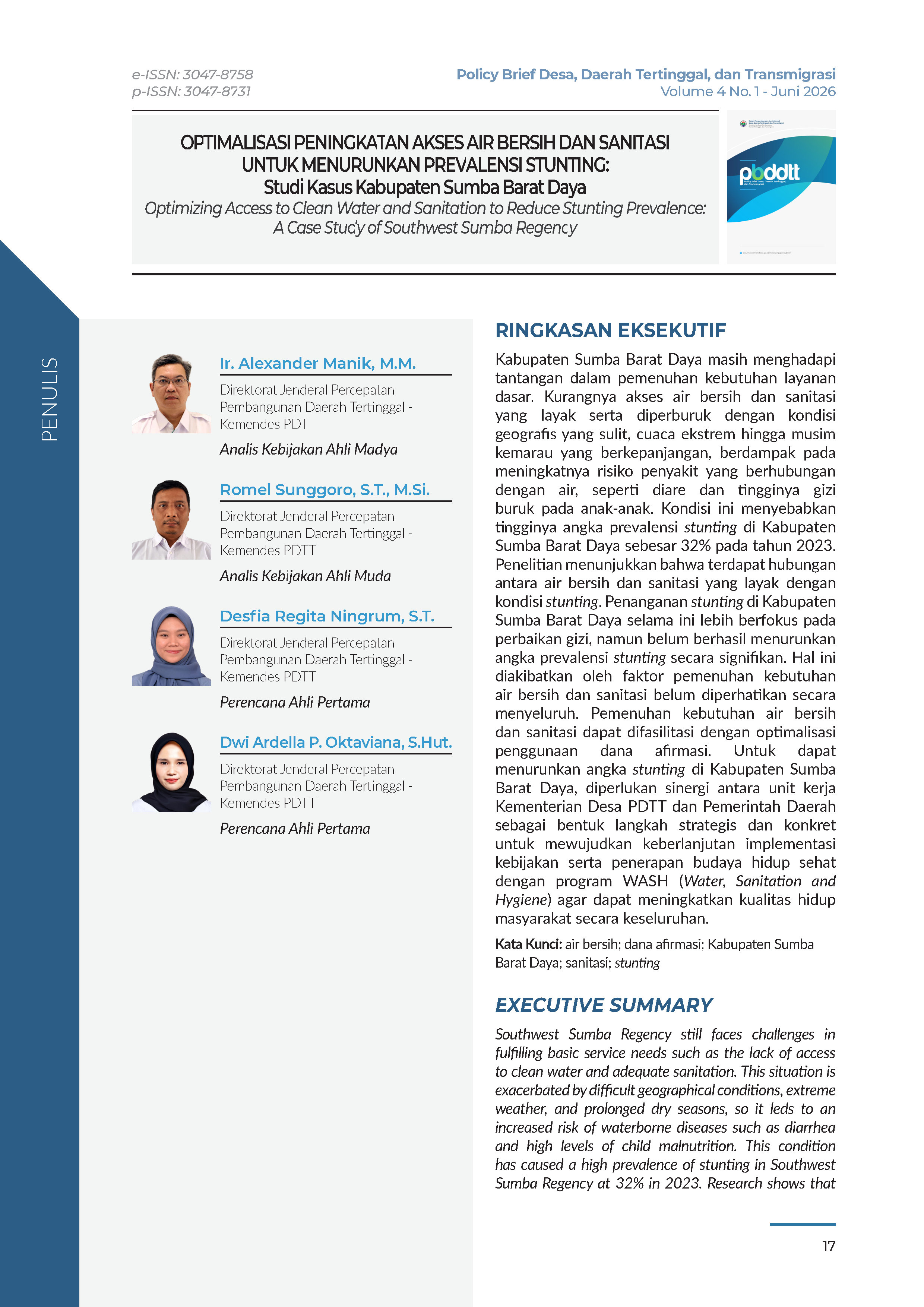 Cover Policy Brief Volume 4 No 1.3