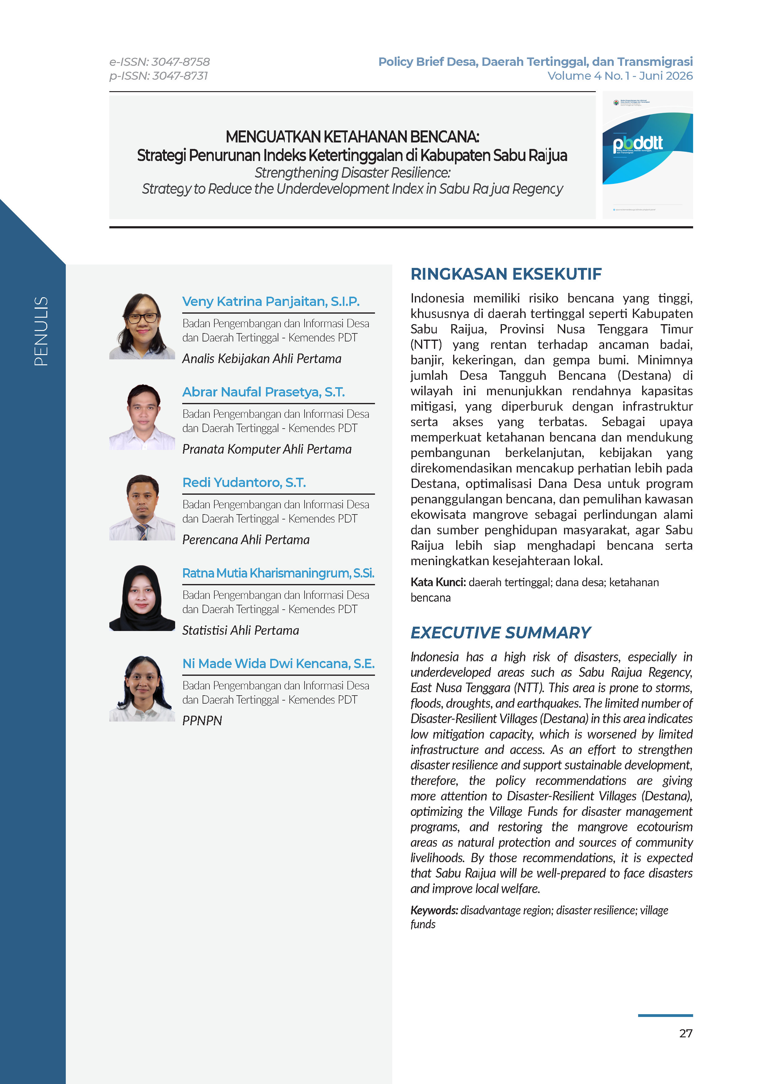 Cover Policy Brief Volume 4 No 1.4