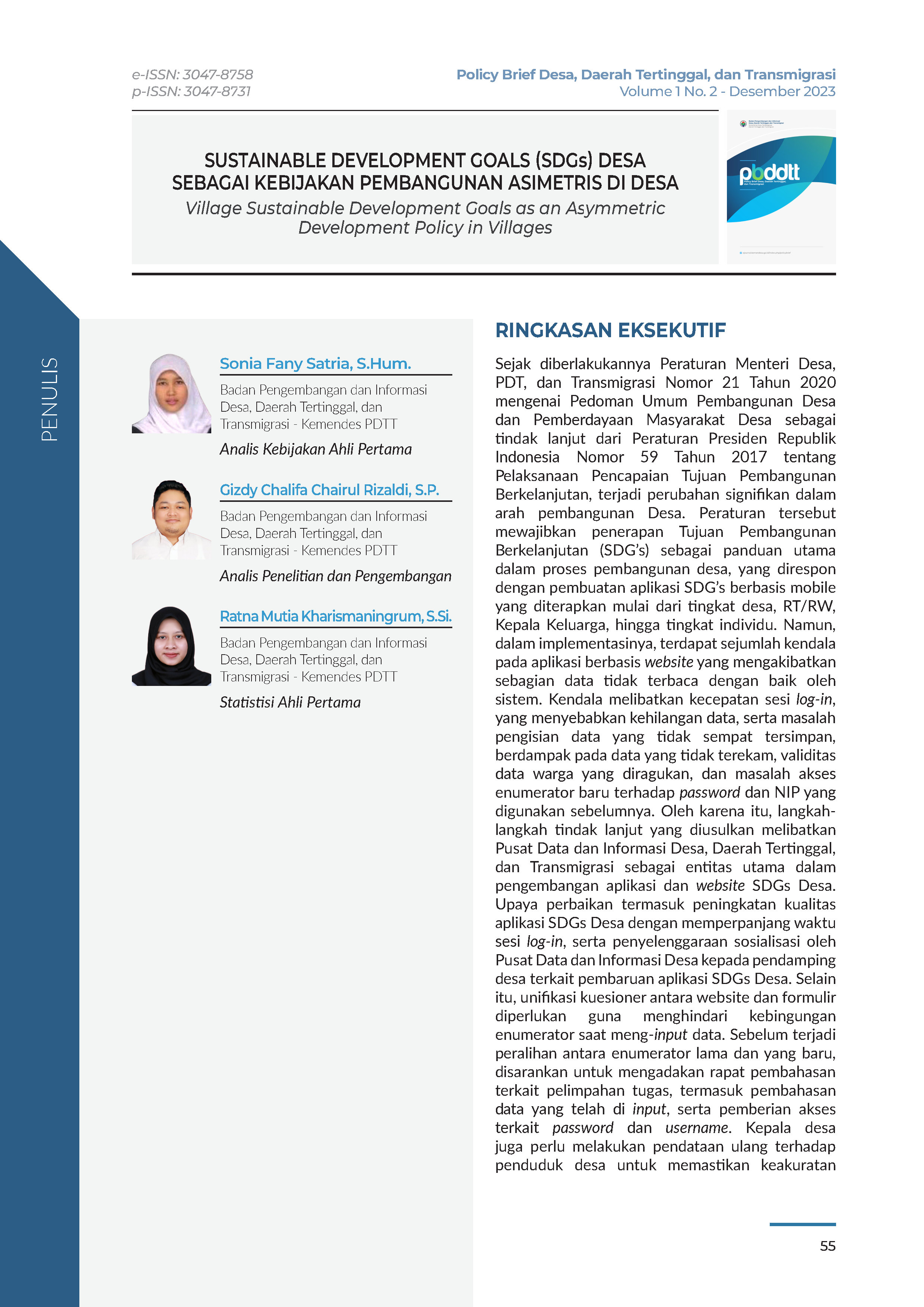 Cover Policy Brief Volume 1 No 2