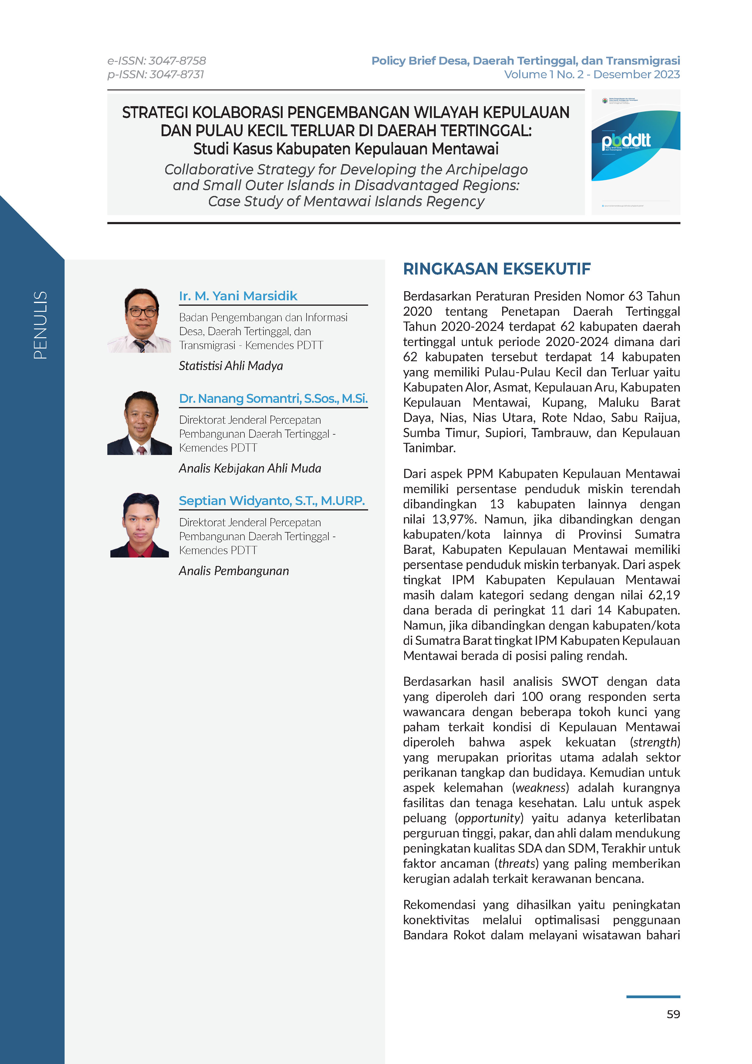 Cover Policy Brief Volume 1 No 2