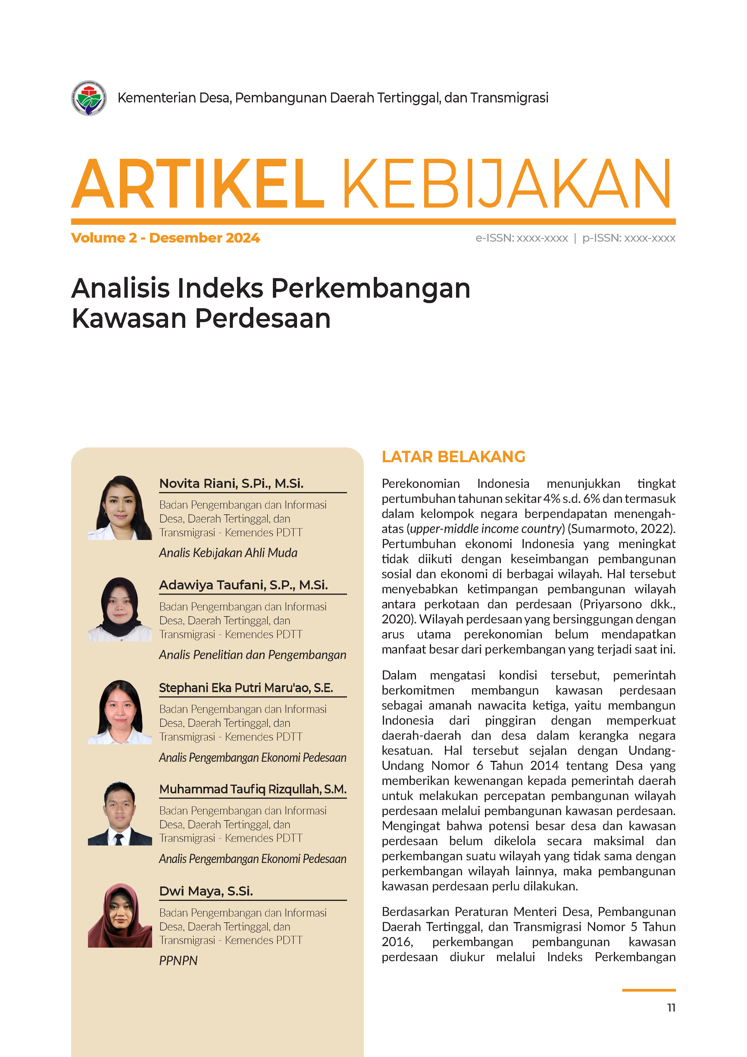 Cover Artikel Kebijakan Volume 2.2